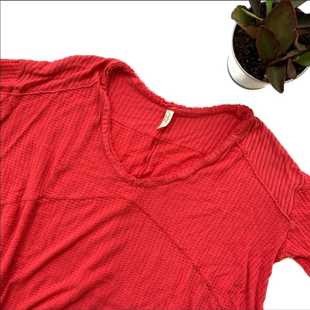 Free People Red Catalina Long Sleeve Thermal